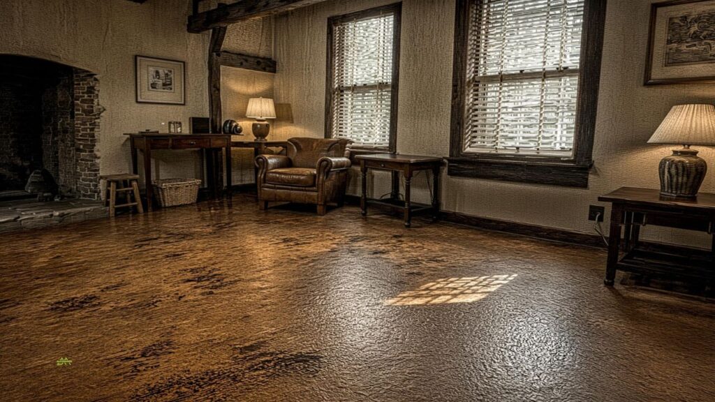 Farmhouse stained concrete floors for Warm Rustic Homes