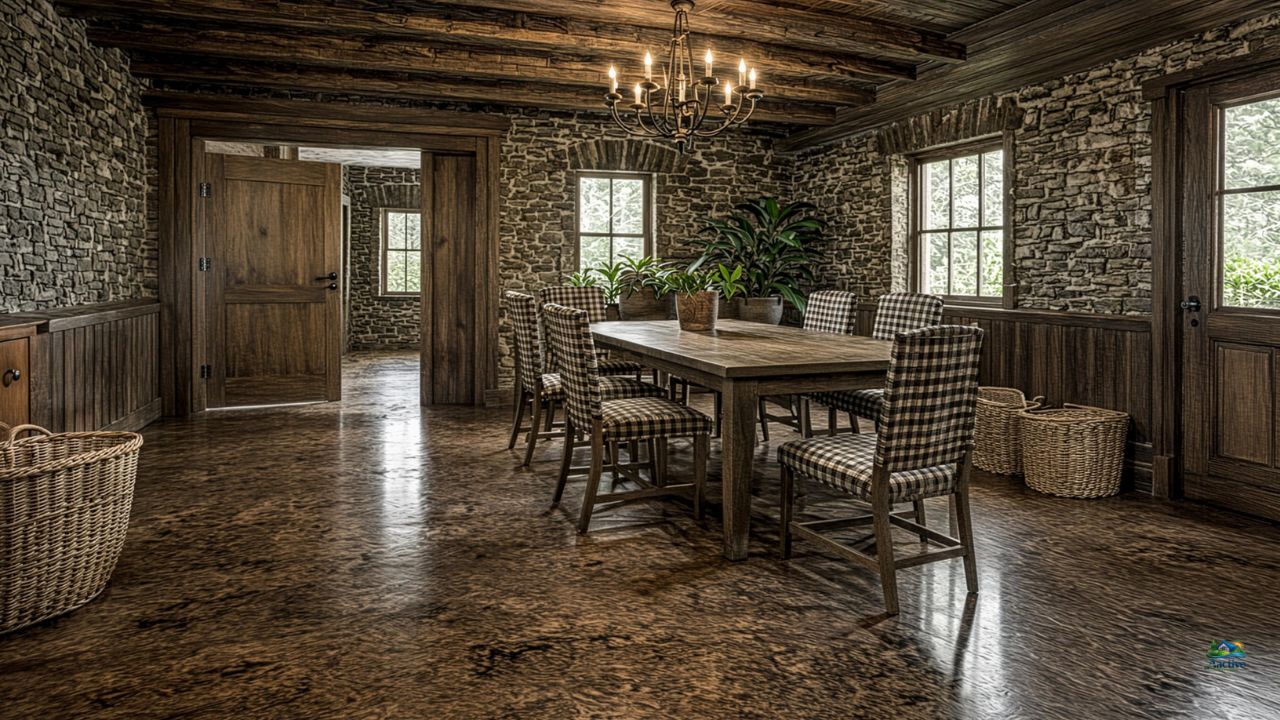 Farmhouse stained concrete floors for Warm Rustic HomesFarmhouse stained concrete floors for Warm Rustic Homes